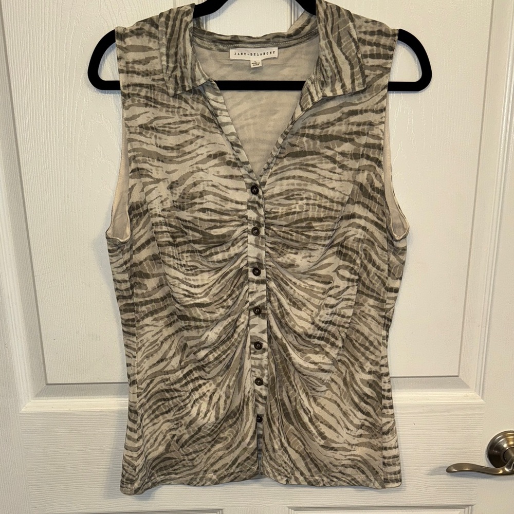 Jane and Delancey Zebra Print Sleeveless Blouse